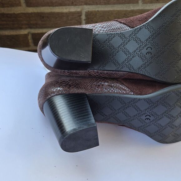 Vionic Suede Ankle Booties 322 Anne Java  Brown 10 NEW Snake Zip - Picture 7 of 16